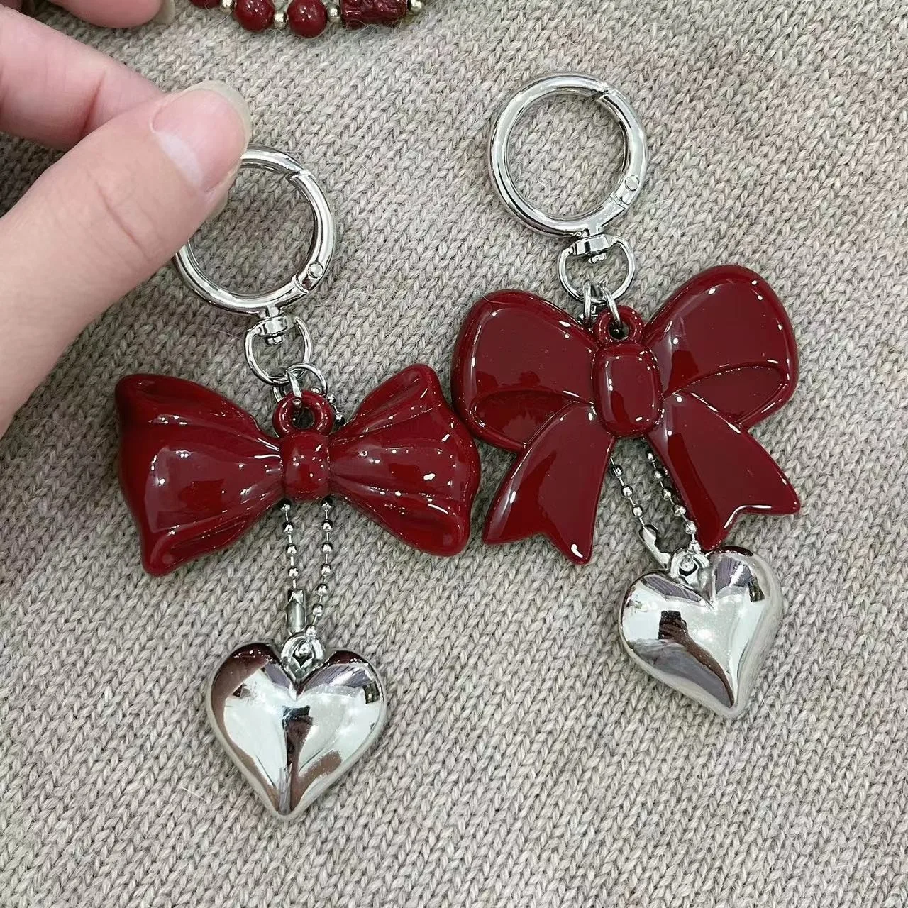 

Fashionable Heart Leather Rope Keychain Bow Y2K Bag Pendant Ornaments Mobile Phone Lanyard Gifts Bag Accessories