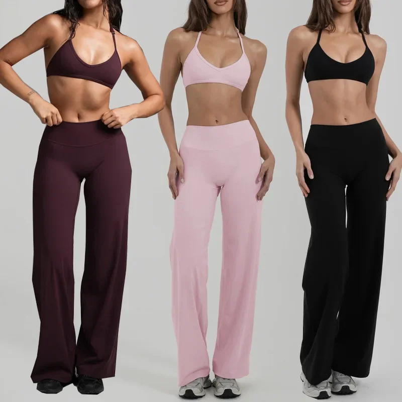 Women's cross-border yoga set, built-in padded barely-there camisole sports two-piece set, featuring tummy control, quick-dry, s