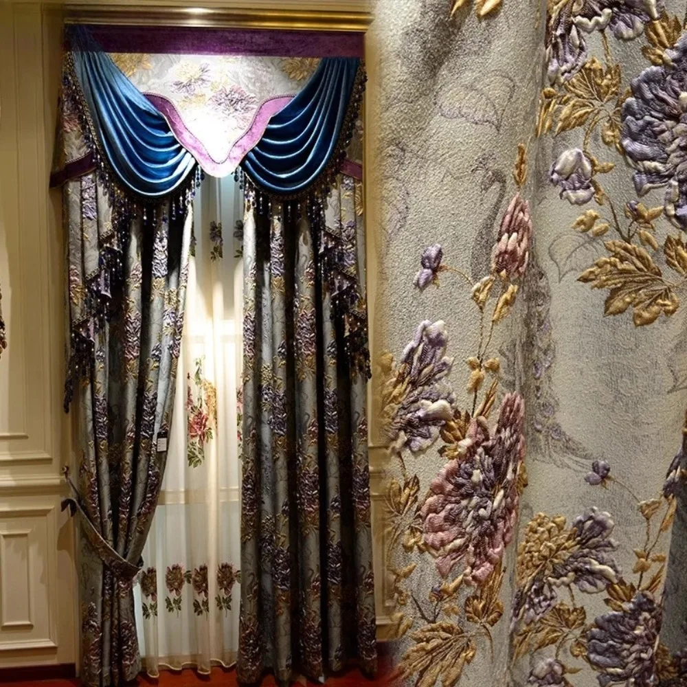 

French European Vintage Soundproofing Floor To Ceiling Curtains for Living Room Bedroom Dining Custom Size Luxury