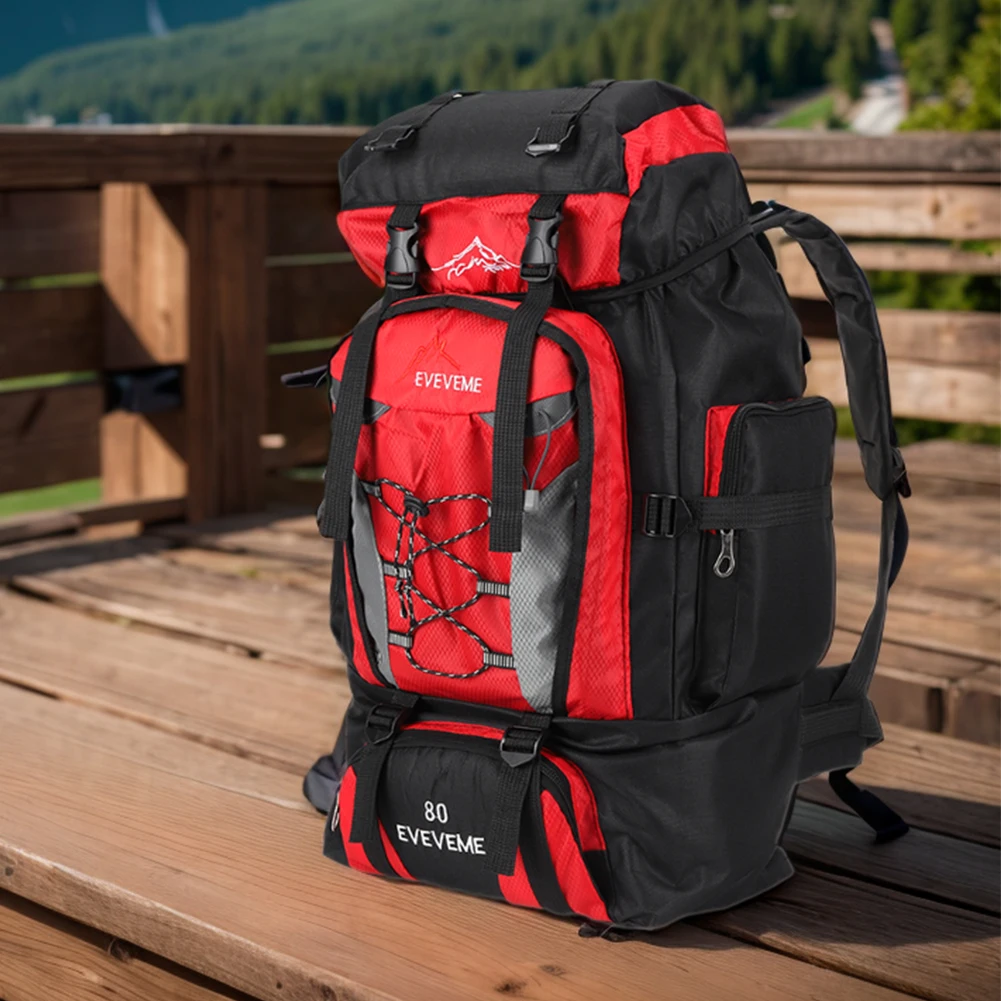 80L Mountaineering Backpack Large Capacity Hiking Backpack Adjustable Strap Mountain Climbing Rucksack Travel Accessories