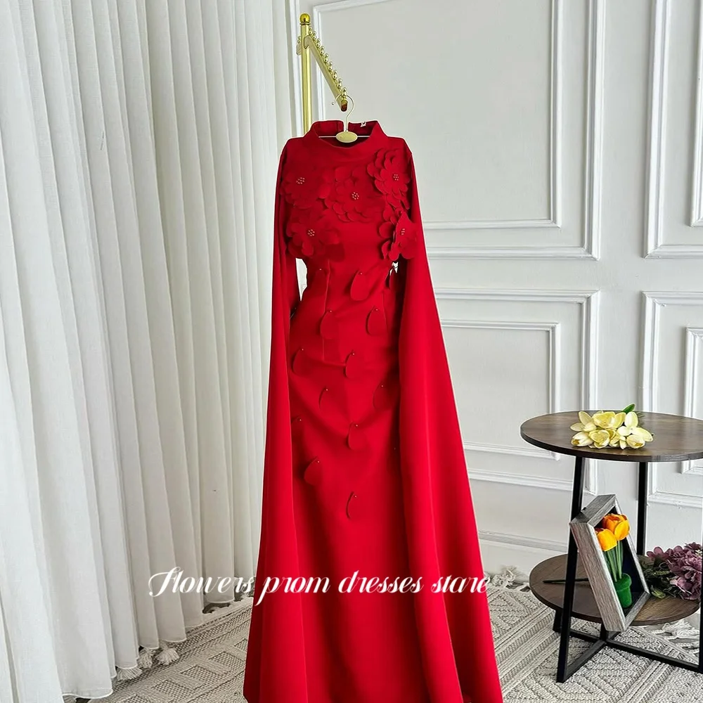 

Flowers Prom Party Dress Long Sleeve Evening Dress 3 D Flowers A Line Prom Dress Customizedفستان سهرة vestidos de novia