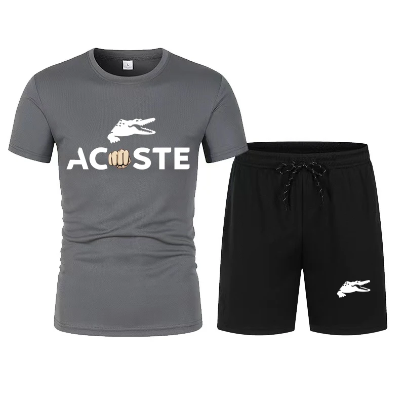 New Summer Sets Men's T-shirt + Shorts Suit Short Sleeve Set Printed Cotton Tshirts Jogging Sweatpants Male Sport Suit