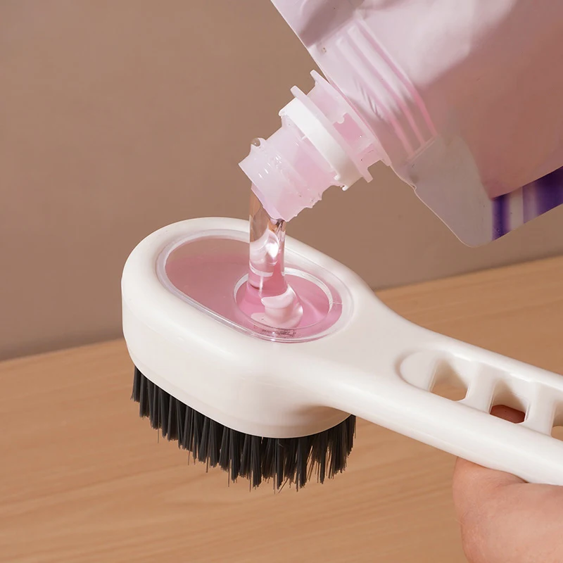 1Pc Multi-functional Shoe And Laundry Brush With Liquid Dispensing Function, Suitable For Home Use, Press-type Liquid Dispensing