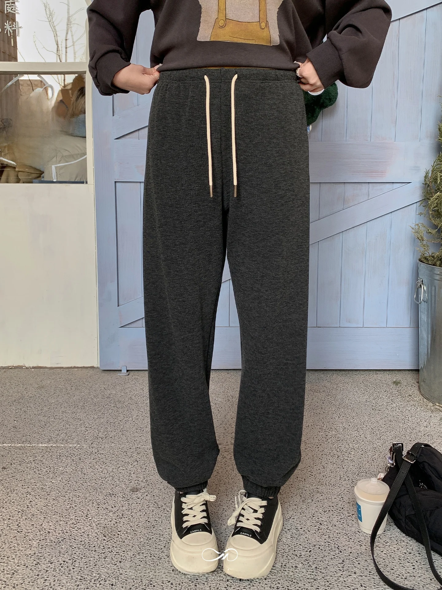 

New Arrival plus Size Women's Fce Lined Trousers Casual Loose Feel High Waist Polyester Blend Winter Pants Ladies