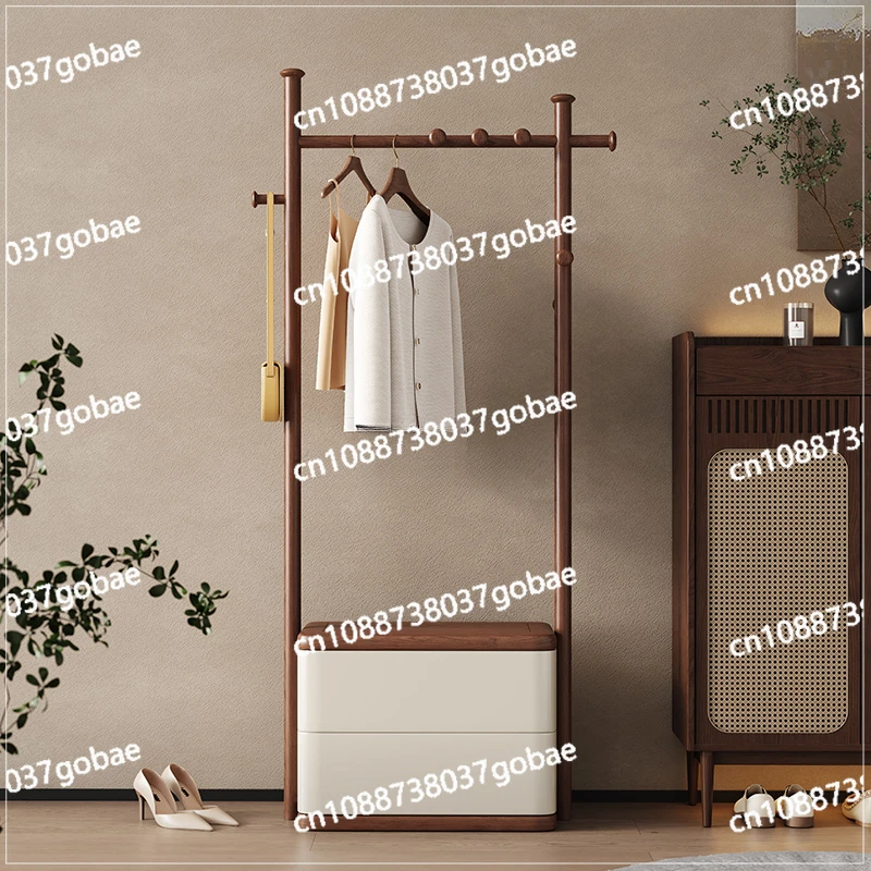 L'm'm Light Luxury Italian Solid Wood Coat Rack Simple Drawer Sitting White Wax Bedroom Living Room