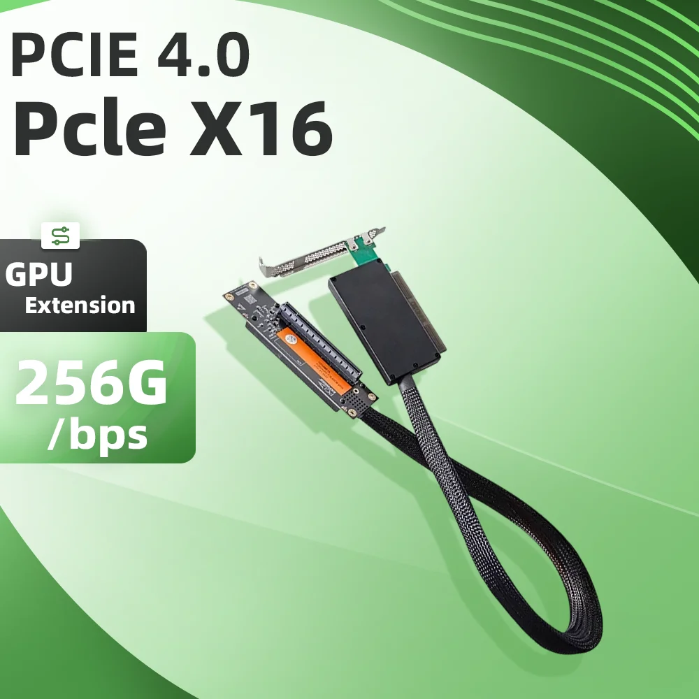 PCIe 5.0 PCIe x16 Graphics Card Extension Cable Adapter Card  Standard G38 Support for Tower Server Chassis External GPU