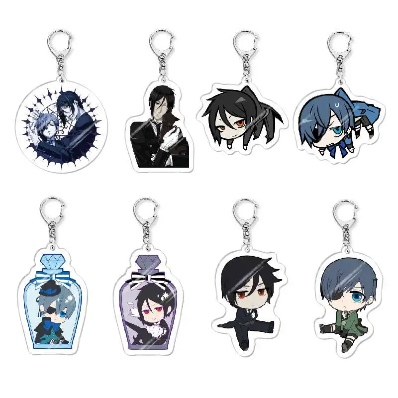 Animation Derivatives Acrylic Keychain Sebastian·Michaelis Ciel Phantomhive Q-version Pendant Kawaii Cadeau Maitresse Ecole Gift