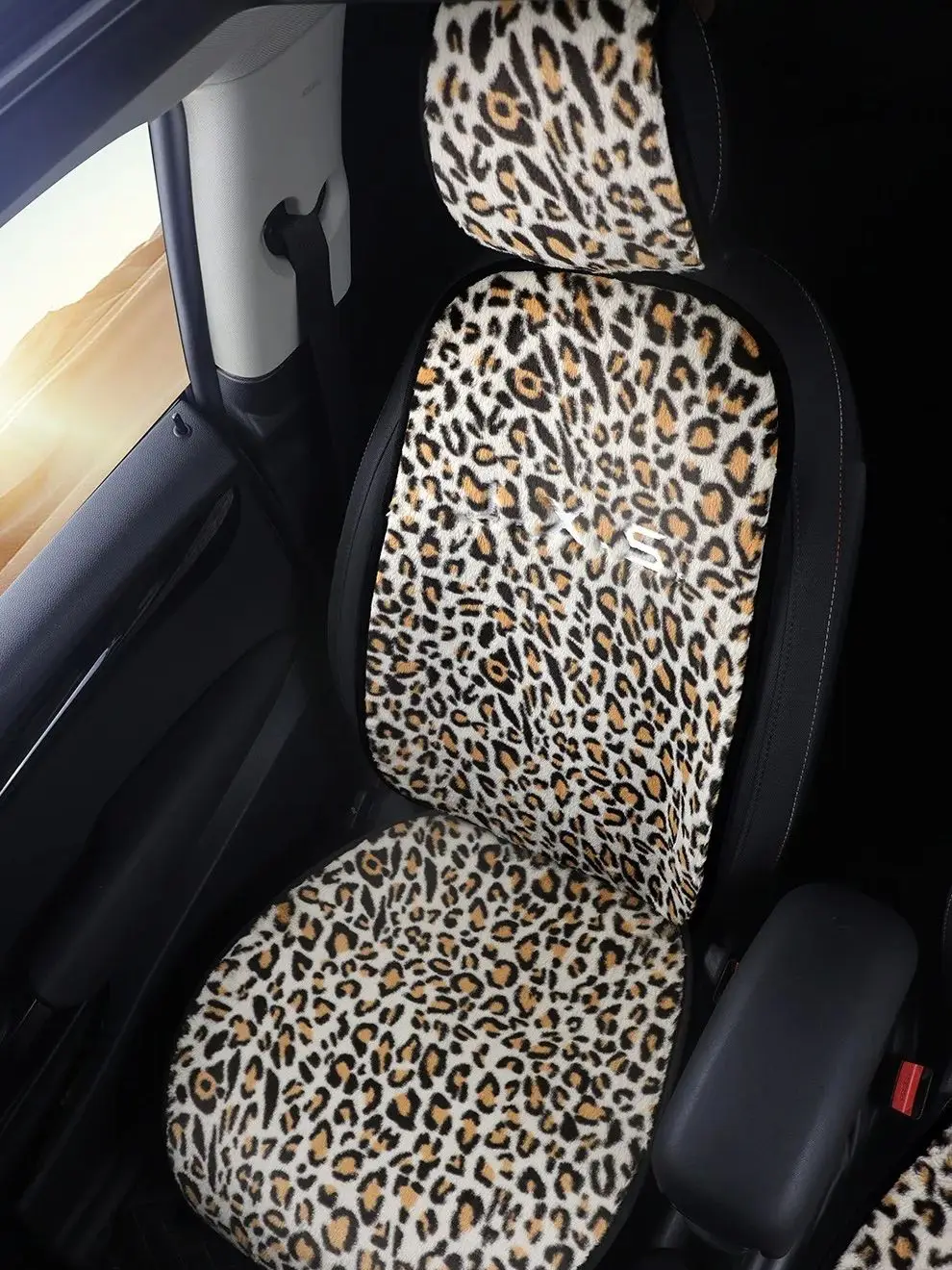 Leopard pluszowa zimowa poduszka do siedzenia samochodu jednoosobowa dekoracja wnętrza samochodu Nadaje się do samochodu ciężarowego SUV — zdjęcie 2