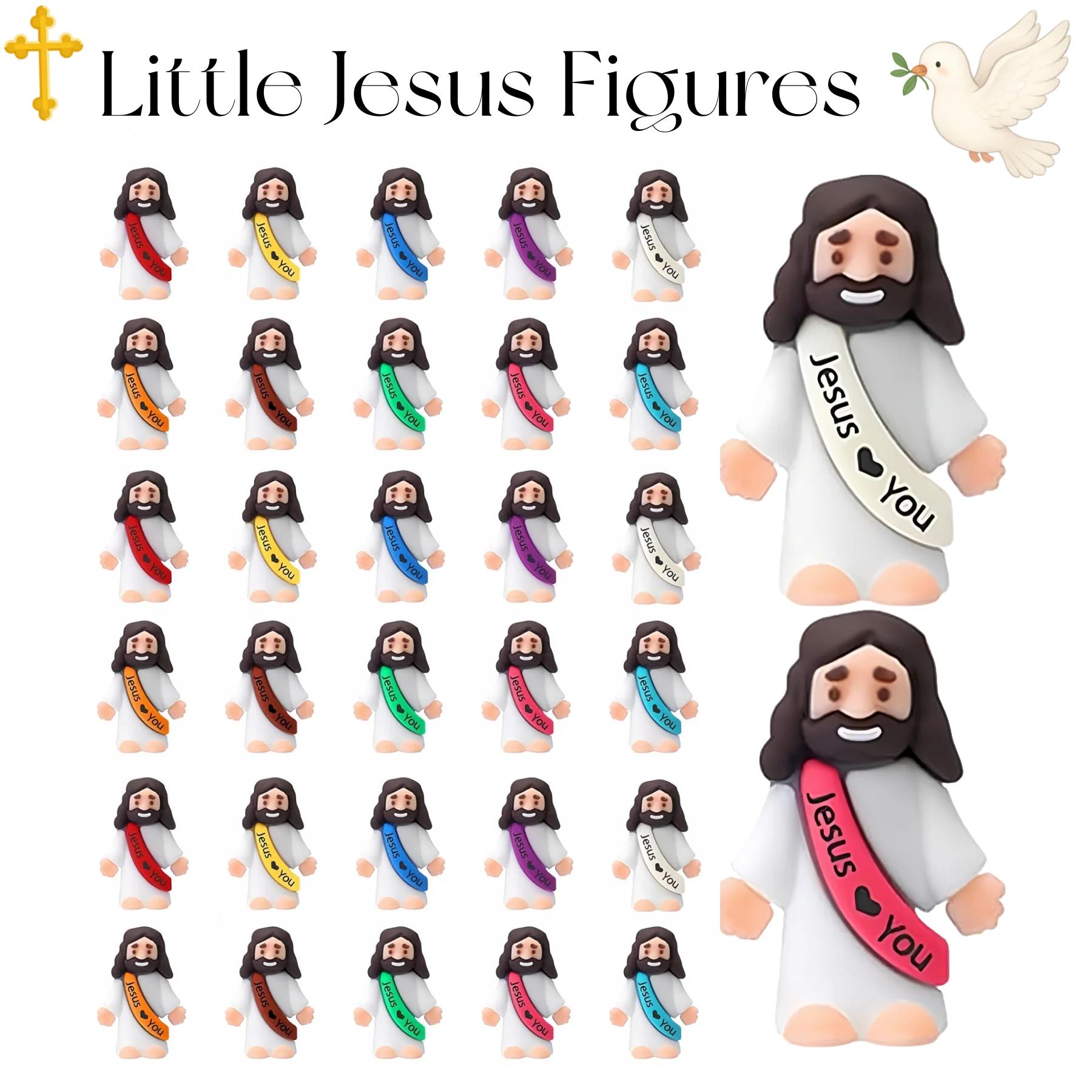 40-300 Piezas de Figuras de Jesús Te Ama, Figuras de Bebé Jesús al por Mayor, Pequeñas Figuras de Jesús para Jugar a las Escondidas, Regalos de Bautismo, Huevos de Pascua