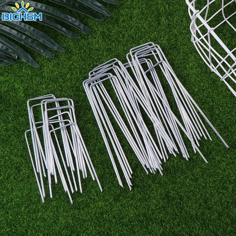 

20Pcs/lot Landscape Staples U-Shaped Garden Pins Garden Stakes Staple Heavy Duty Yard Lawn Tent Stake Securing Pegs For Weed