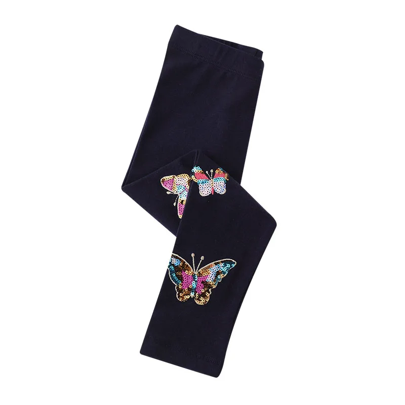 Little maven 2023 New Warm Leggings Clothes Child Girls Sequin Butterfly Leggings Autumn Basic Baby Girls Pants Cotton