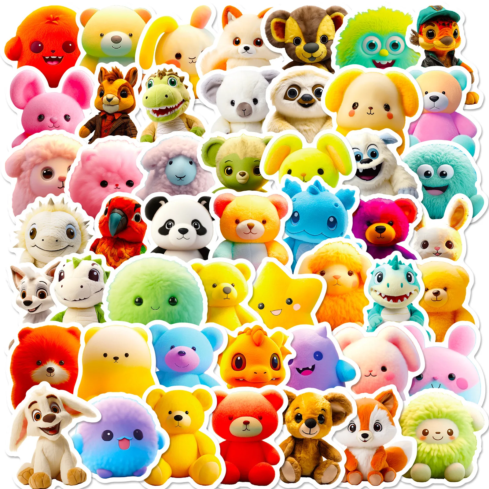 50PCS Nette Plüsch Spielzeug Cartoon Tier Graffiti Aufkleber DIY Telefon Gitarre Laptop Notebook Koffer Tasse Wasserdichte Aufkleber Kinder Spielzeug