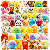 50PCS Cute Plush Toys Cartoon Animal Graffiti Stickers DIY Phone Guitar Laptop Notebook Suitcase Cup Waterproof Sticker Kids Toy