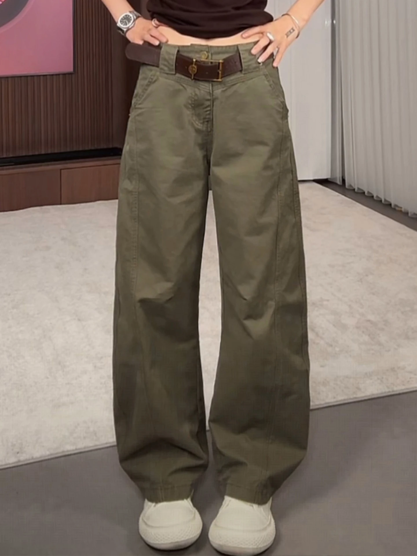 

Casual High Waist Wide Leg Jeans Women's Spring Autumn Loose Fit Slimming Straight Cut Trousers Comfortable Breathable Wear