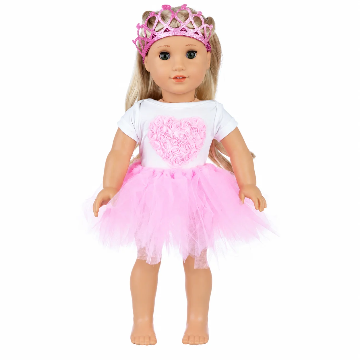 18Inch 45cm Reborn Doll Clothes Set Baby Dolls Pink Crown Tops Tulle Dress 3pcs Set Doll Accessory Newborn Doll Girls Gifts