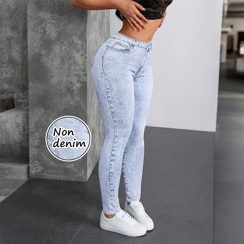 women's non-denim Leggings High Waist Hip Lifting Yoga pants Fashionable Sexy Casual Pants Solid Color High Elastic Soft Wear - Image 5