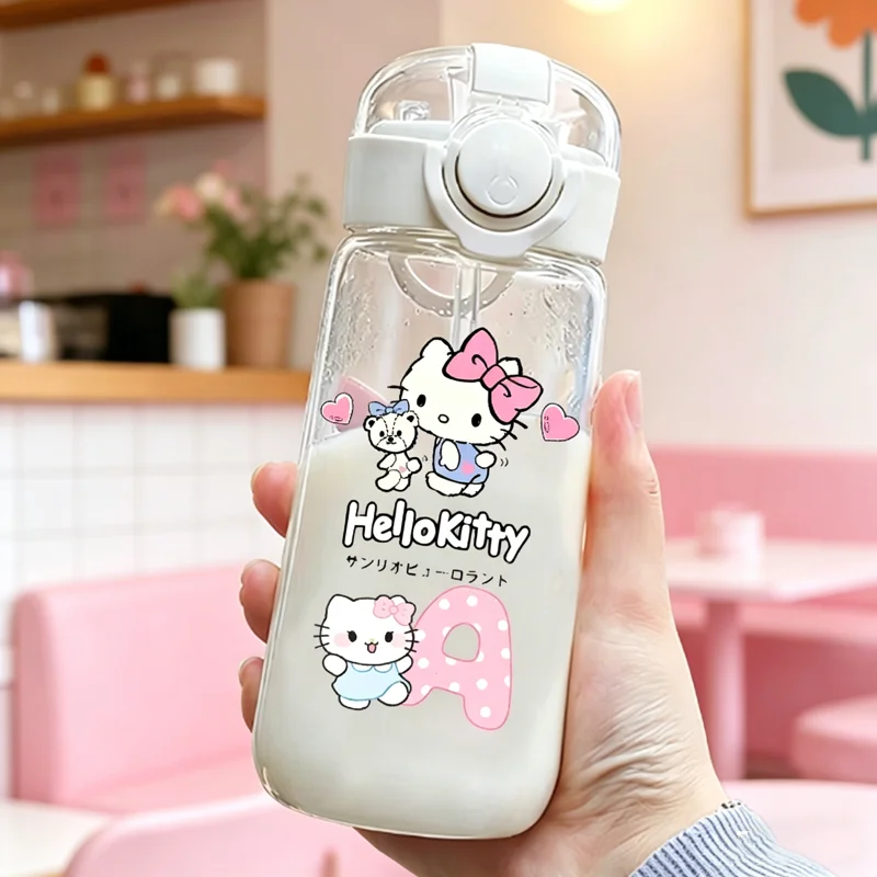 

400ML Hello Kitties Water Cup Fashion Plastic Drinking Mug Anime Kawaii Letter Water Bottles Large Capacity Sport Kettle Gift