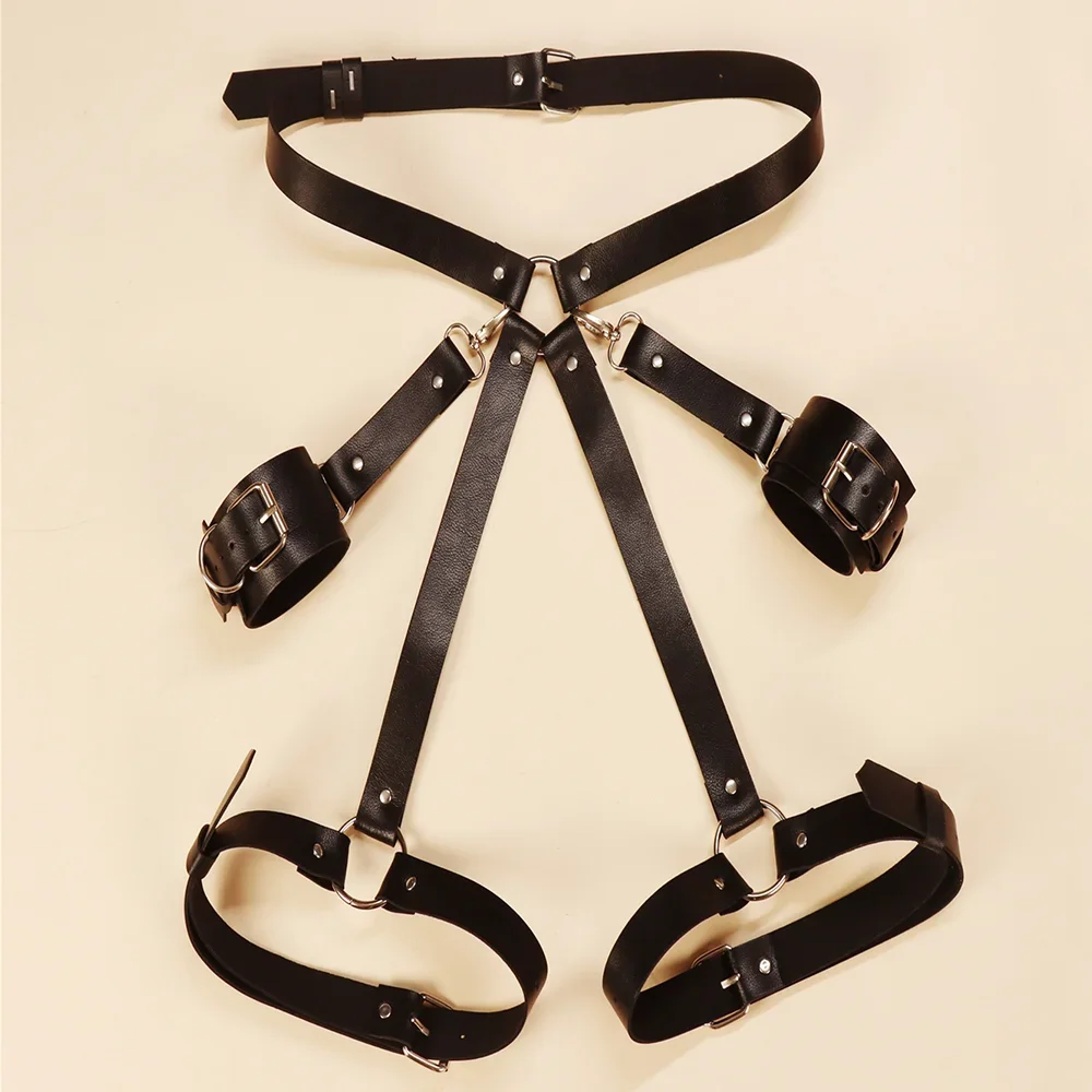 مثير الوردي تسخير النساء الرباط حزام تخزين الحمالات Bdsm اليد الأشرطة عبودية الهذيان المثيرة الساق ضيق بولي Leather الجلود تسخير حزام