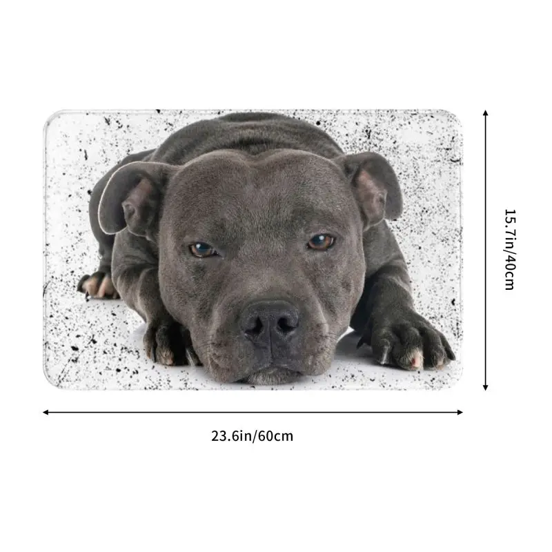 Staffordshire Bull Terrier Dog Door Floor Kitchen Bath Mats Outdoor EBT Cute Love Doormat Garage Entrance Rug Carpet Footpad