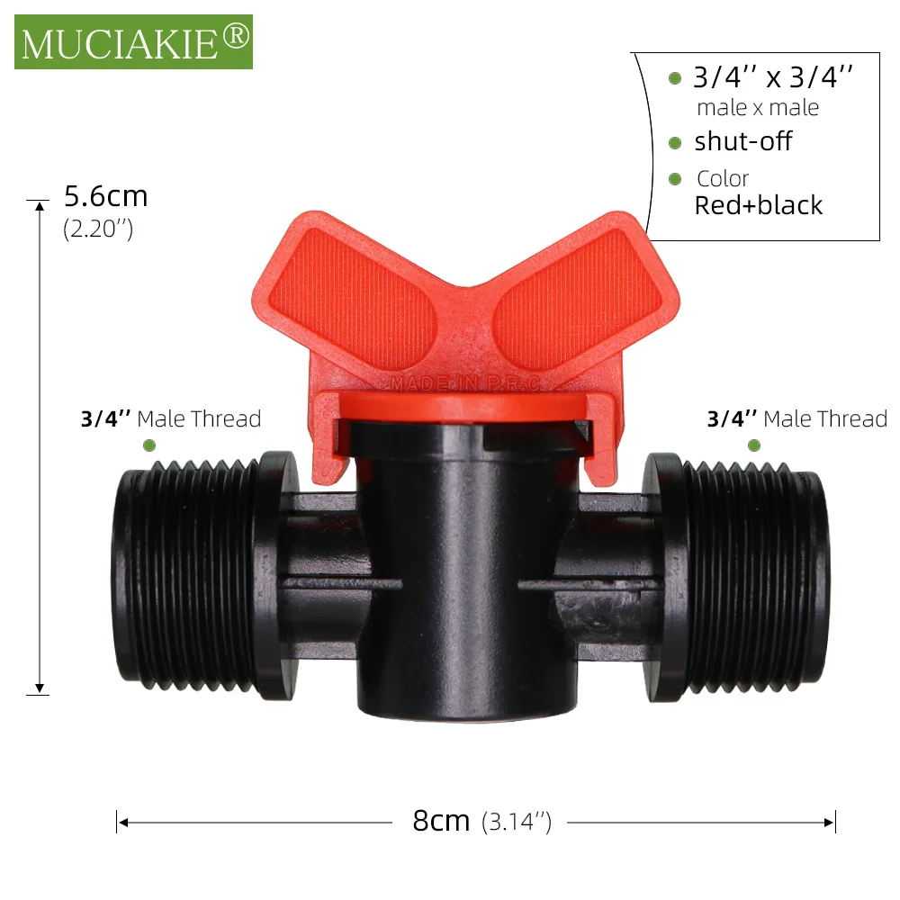 MUCIAKIE 1PC 1/2 \'\'3/4\'\' gwint równe zmniejszone podlewanie Adapter nawadnianie ogrodu zawór odcinający kroplówki armatura wspólne