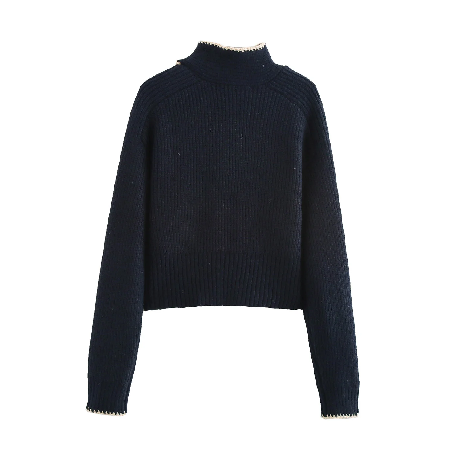 2025 Winter Nieuwe Vrouwen Stand Kraag Boog Verfraaid Gebreide Trui Casual Zoete Mode Losse Lange Mouwen