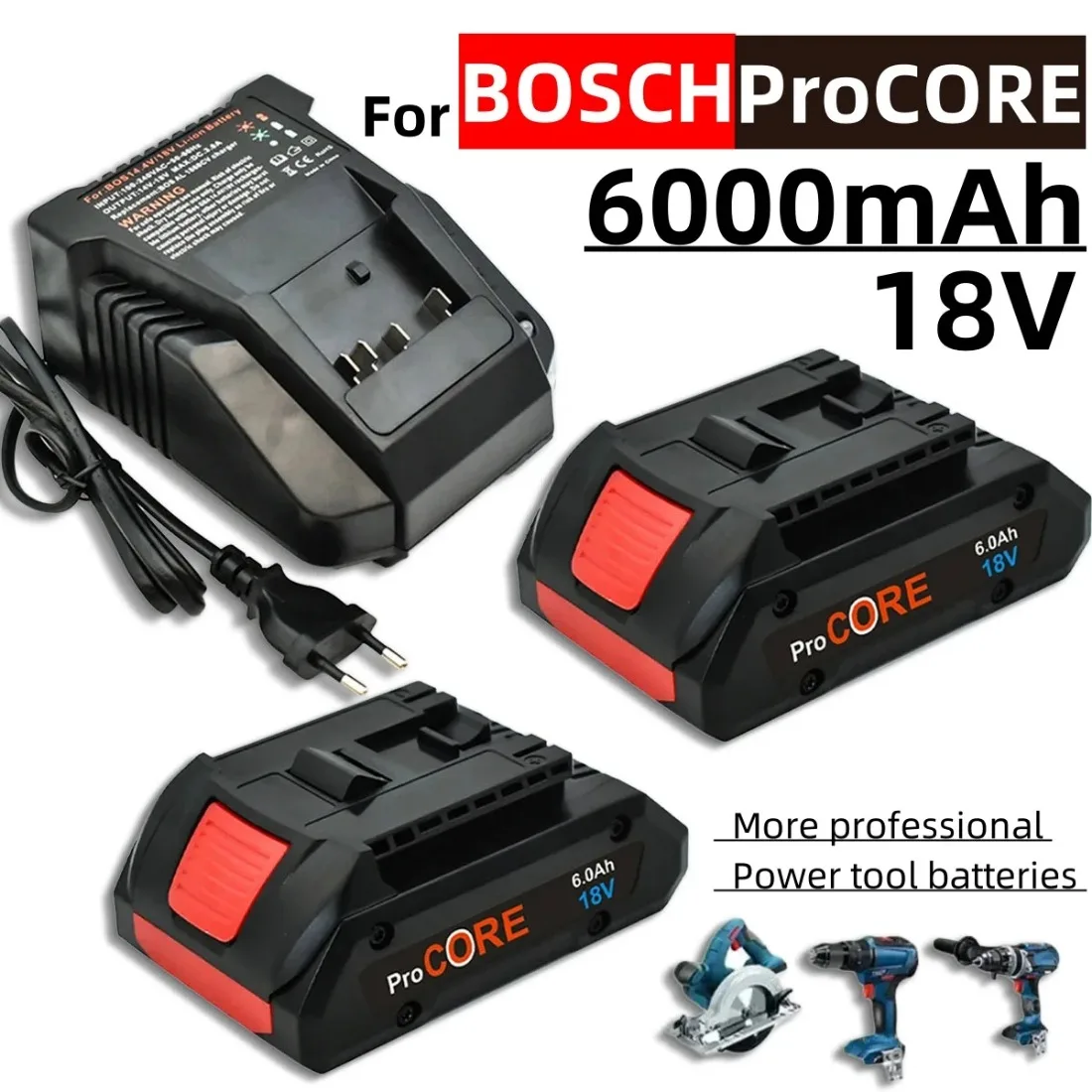 For BOSCH Professional 18V 21700 6.0Ah Battery ProCORE 18V Li-ion Battery Replacement for BAT609 BAT618 with BMS