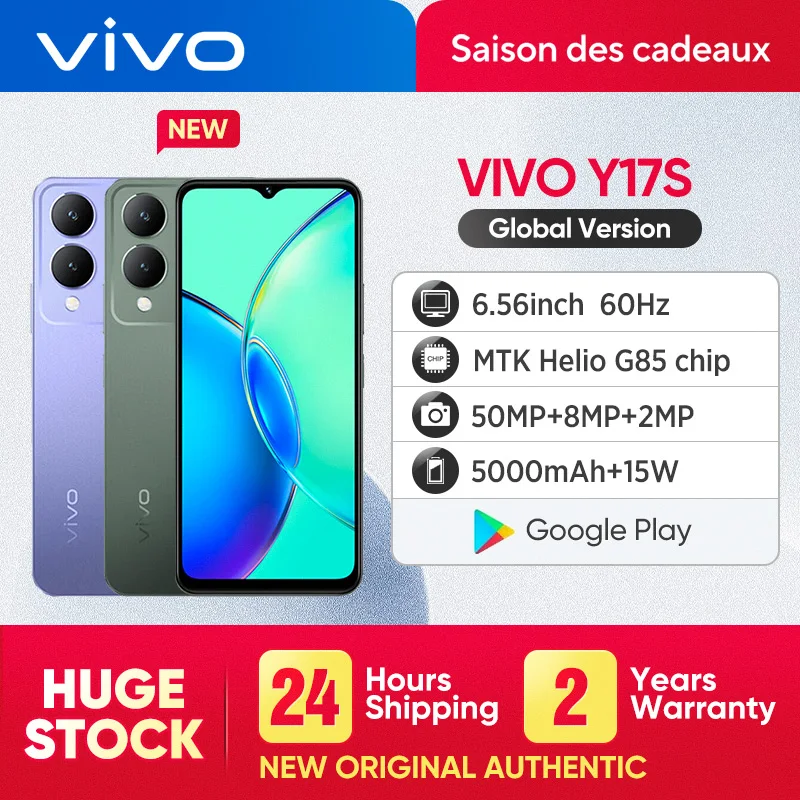 VIVO Y17s Global Version 4G SmartPhone MediaTek Helio G85 6.56'' Display 5000mAh Battery 50MP Cameras Android Phone original