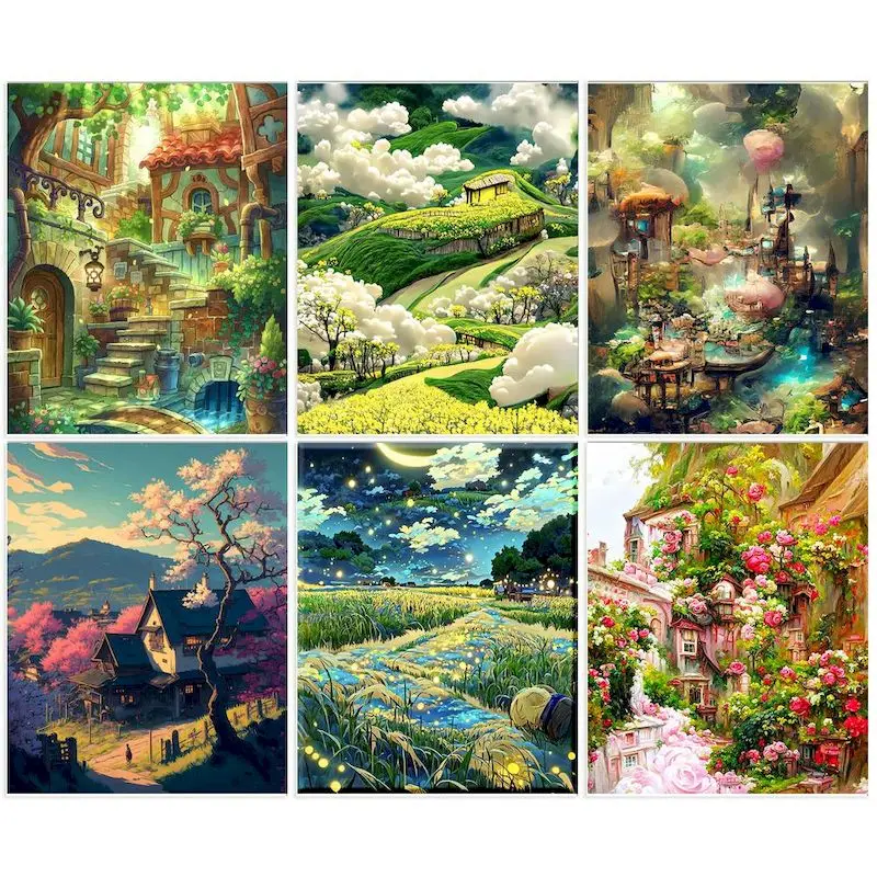 

SDOYUNO Pictures By Number Countryside Scenery Drawing On Canvas HandPainted Kits Painting By Numbers House Art Home Decor