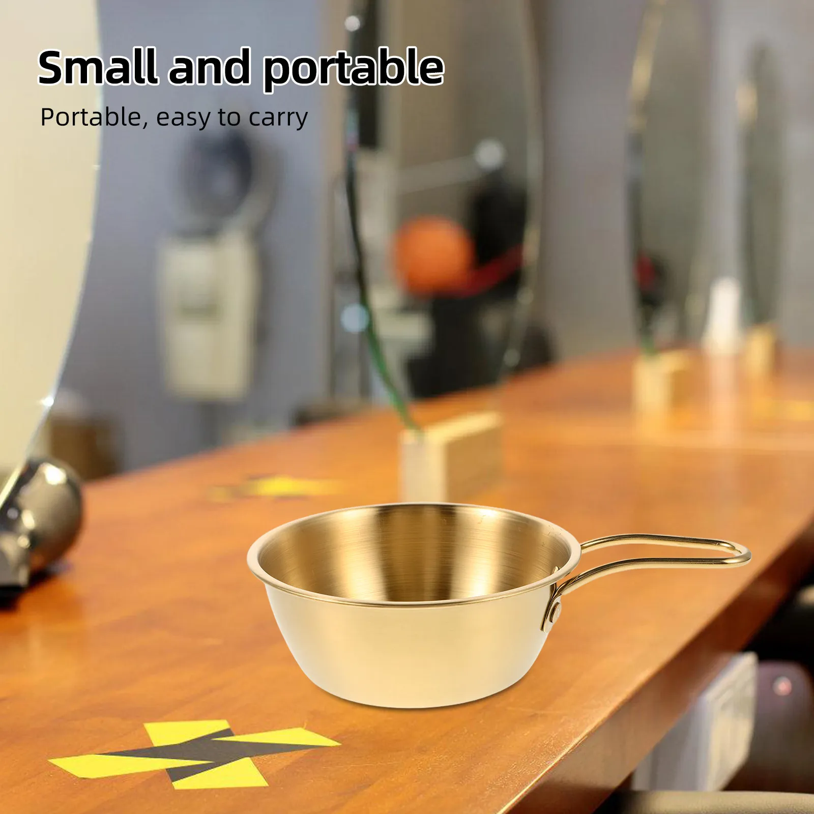 Tazón para Crema de Afeitar para Hombre con Asa Dorada, Soporte para Brocha de Afeitar de Acero Inoxidable, Taza para Jabón de Afeitar para Barba, para Hogar, Viajes y Camping