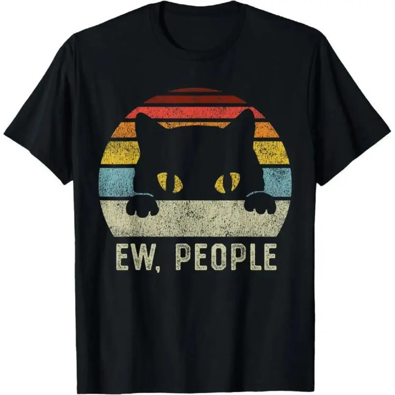 100 Percent Cotton Retro Cat Funny Vintage Anti Social Introvert Cotton T-shirt