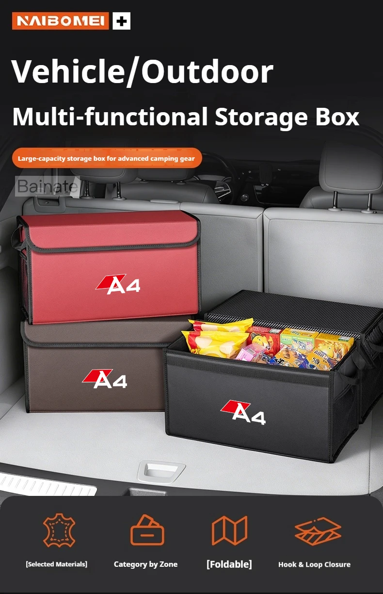 Auto-Kofferraum-Aufbewahrungsbox, Für AUDI A4 B6 8ed B7 B8 B9 2015-2025 Tragbare Faltbare Großraumige Auto-Organizer Innenausstattung – Detail 1