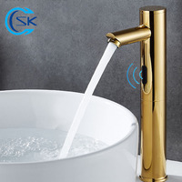 Gold Automatic Infrared Sensor Faucet Deck Mount Smart Touch Hand Free Inductive Water Tap Bathroom Sink Basin Faucets Water Tap