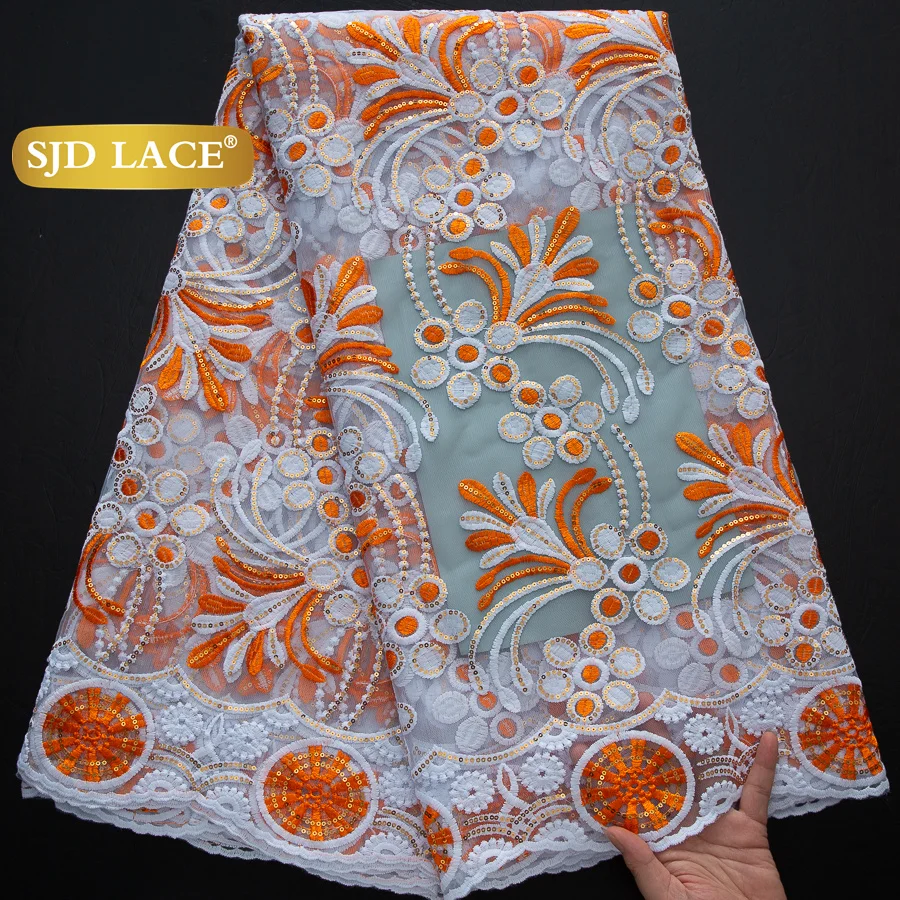 

SJD LACE French Mesh Milk Silk Lace Fabric 2025 New Arrivals 5 Yards Nigerian African Lace for Bridal Wedding DIY Dress Sew 4501