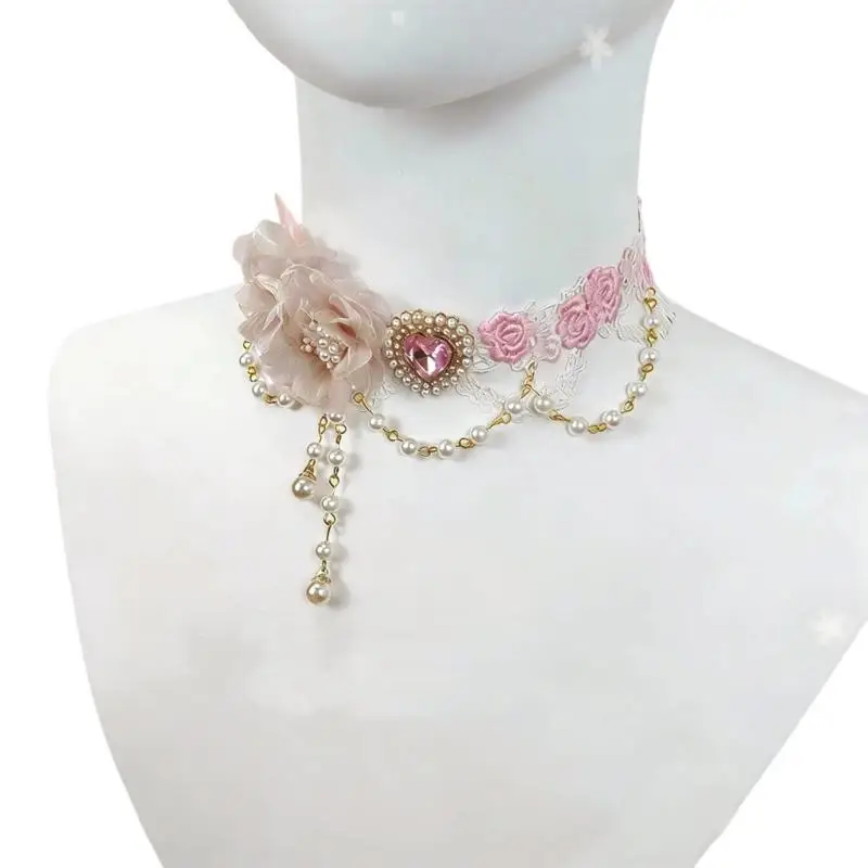 31BB Romance Floral And Pearls Clavicle Necklace 8 Colors Option Neckchain Jewelry Perfect For Daily Wear
