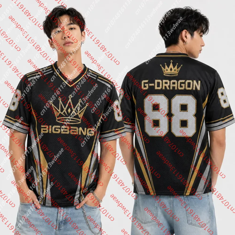 BIGBANG G-Dragon #88 Crown Sports Jersey Unisex V-Neck Short Sleeve Women Top Geometric K-pop Concert Fans Tour Streetwear Merch