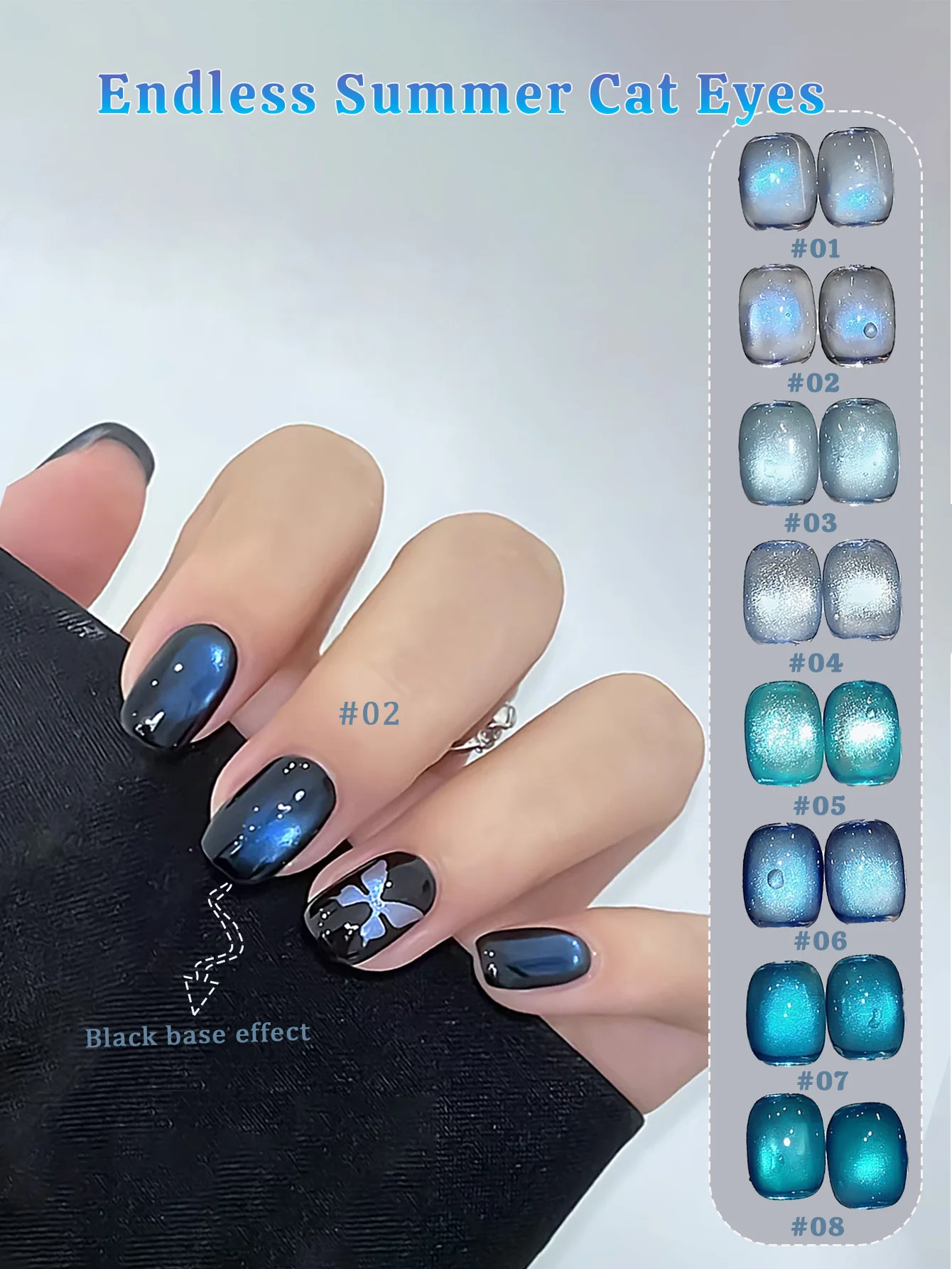 1 stks PSK Blauw Glas Kraal Cat Eye Gel Nagellak Zomer Nagel Die Zee Explosie Fonkelende Kristal Cat Eye Nail Art Nagelbenodigdheden