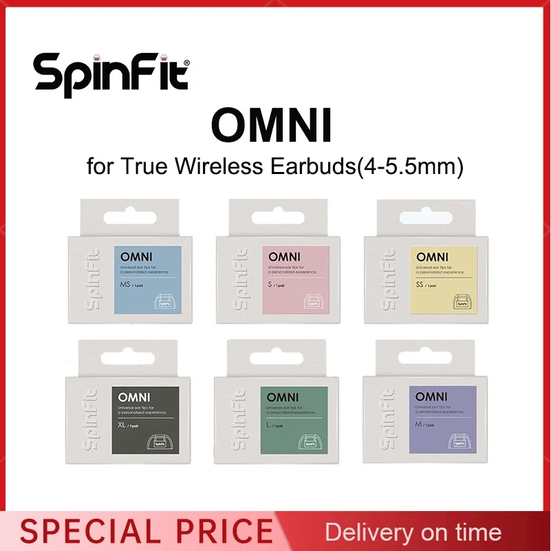 SpinFit OMNI Patented Silicone Eartips for True Wireless Earbuds with 3.7 mm Nozzle Dia 1 Pair for Sony WF-C700N