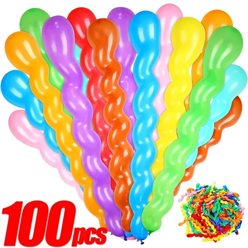 100pcs/bag Spiral Latex Long Balloons Screw Twisted Decoration Ballon Kids Inflatable Toys Birthday Wedding Party Decor Supplies