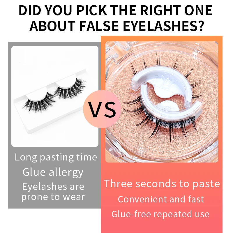 Self-Adhesive False Eyelashes Reusable Natural Multiple Reversible Glue-free Self-adhesive Pairs of False Eyelashes Dropshipping