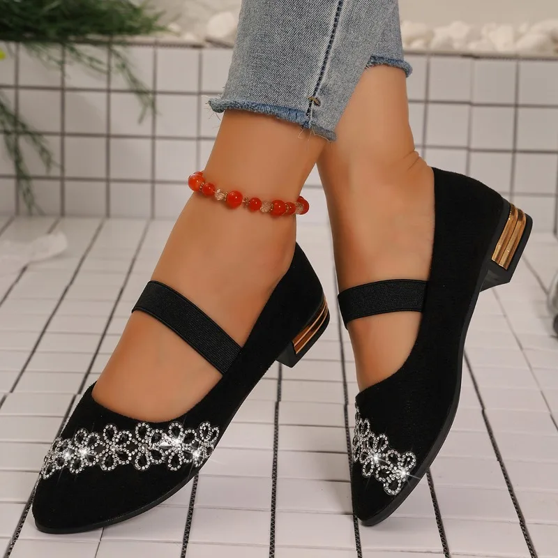 Large Size Low-heeled Square-toe Pointed-toe Slip-on Suede Versatile Casual Shoes - view 3