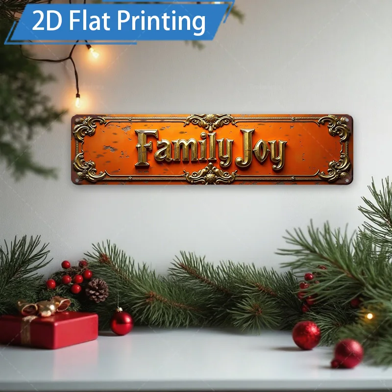 [2D FLAT] علامة معدنية مكونة من قطعة واحدة، علامة معدنية عتيقة مقاس 8 × 12 بوصة لديكور المنزل في عيد الميلاد