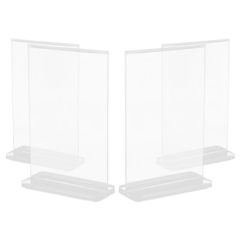 

4pcs Display Standing Sign Acrylic Frame Holder Double Sided Small Name Card Holders Stands Sleek Design Content Changes Acrylic