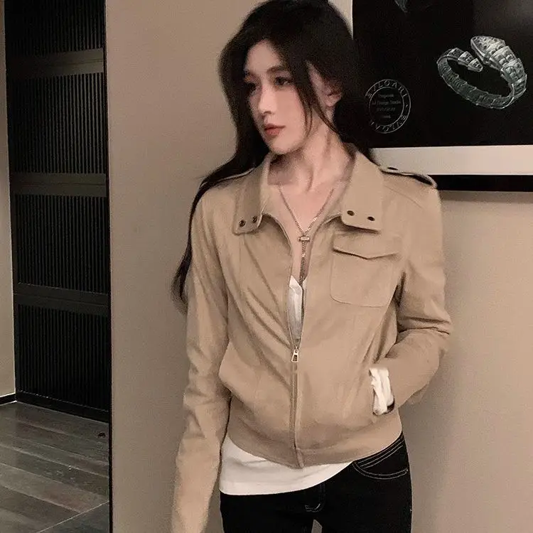 

Короткие куртки женские, модные, в полоску, с контрастным узором, на пуговицах, с передним карманом, чистый простой базовый женский стиль, верхняя одежда, длинная