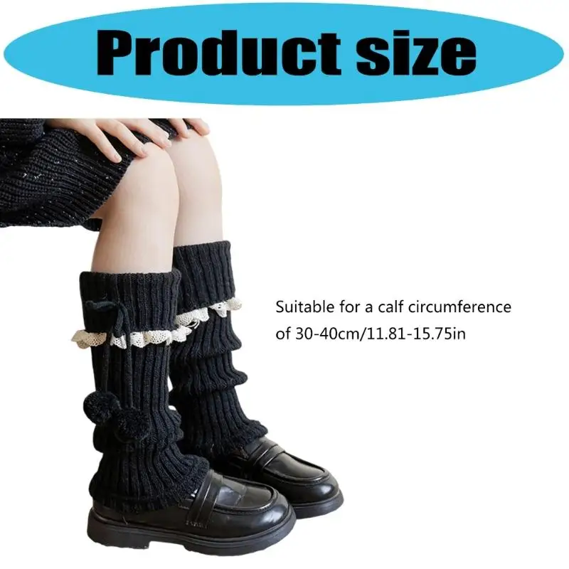 R1WE Nữ Ren Frilly Bao Tay Chân Dệt Kim Chân Tay Học Sinh Bé Gái Chân Bao