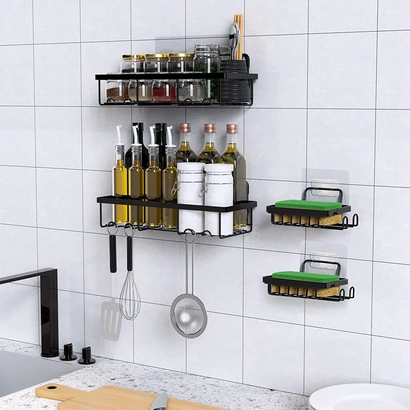 Shower Organizer With Hooks Rustproof Bathroom Shower Shelf With Adhesives And Screws, Shower Racks For Kitchen Bedroom