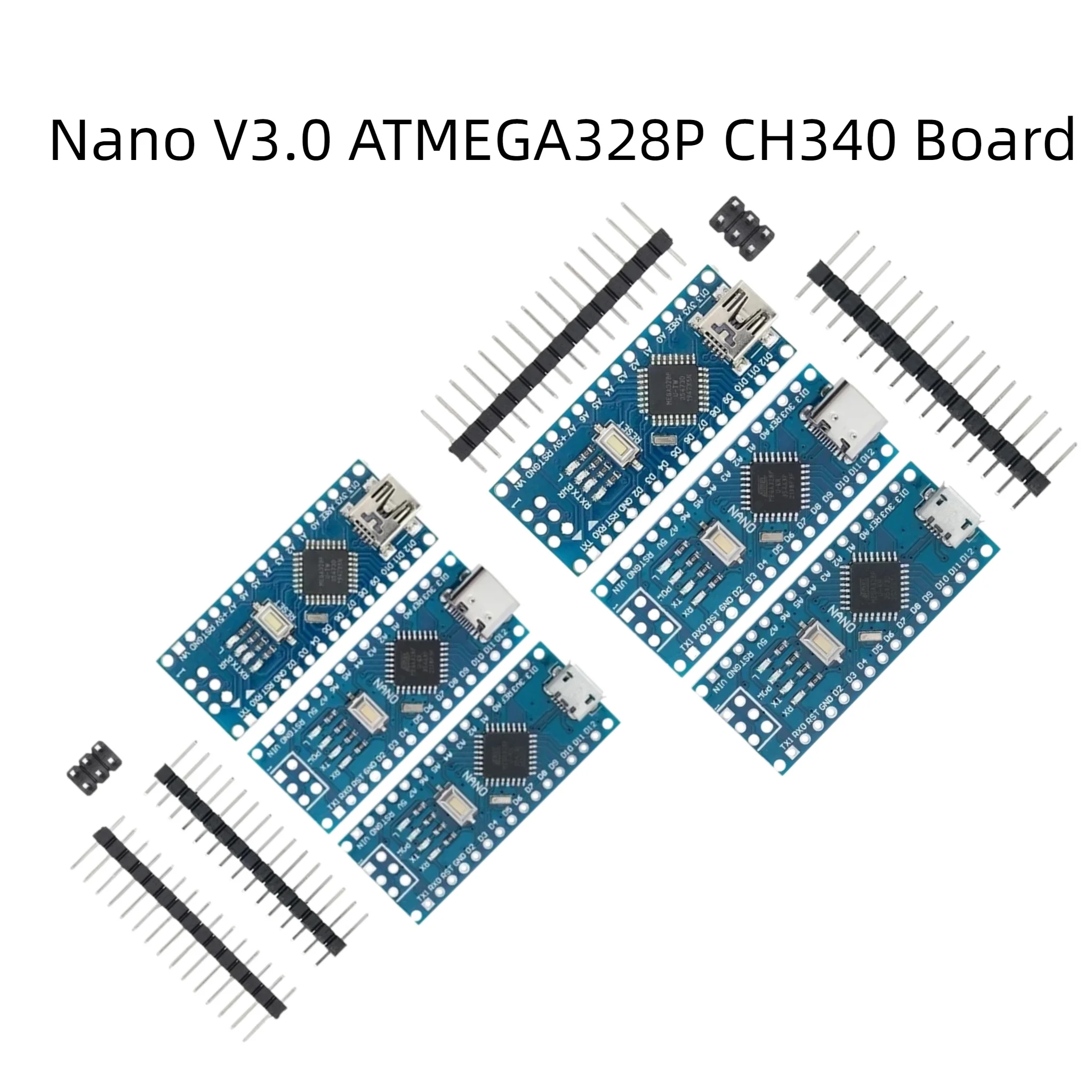 Nano V3.0 ATMEGA328P CH340 Development Board Mini Micro Type-C Interface for Arduino with Pin Header