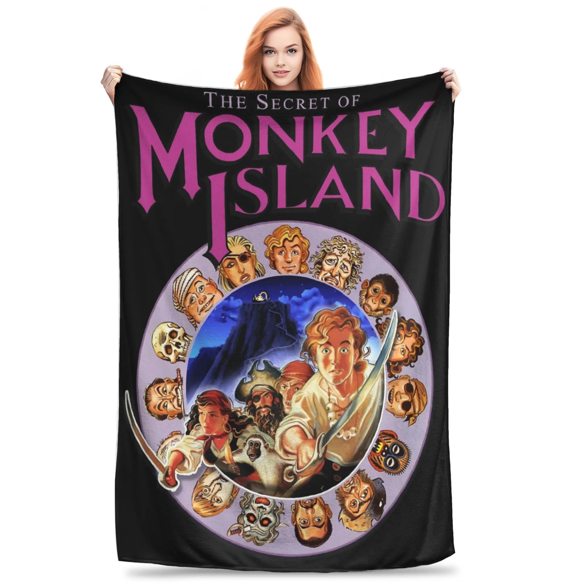 Secret of Monkey Island Logo-Decken, weiches Flanell, heilendes Geschenk, Abenteuerspiel, Überwurf, Decken, Steppdecke
