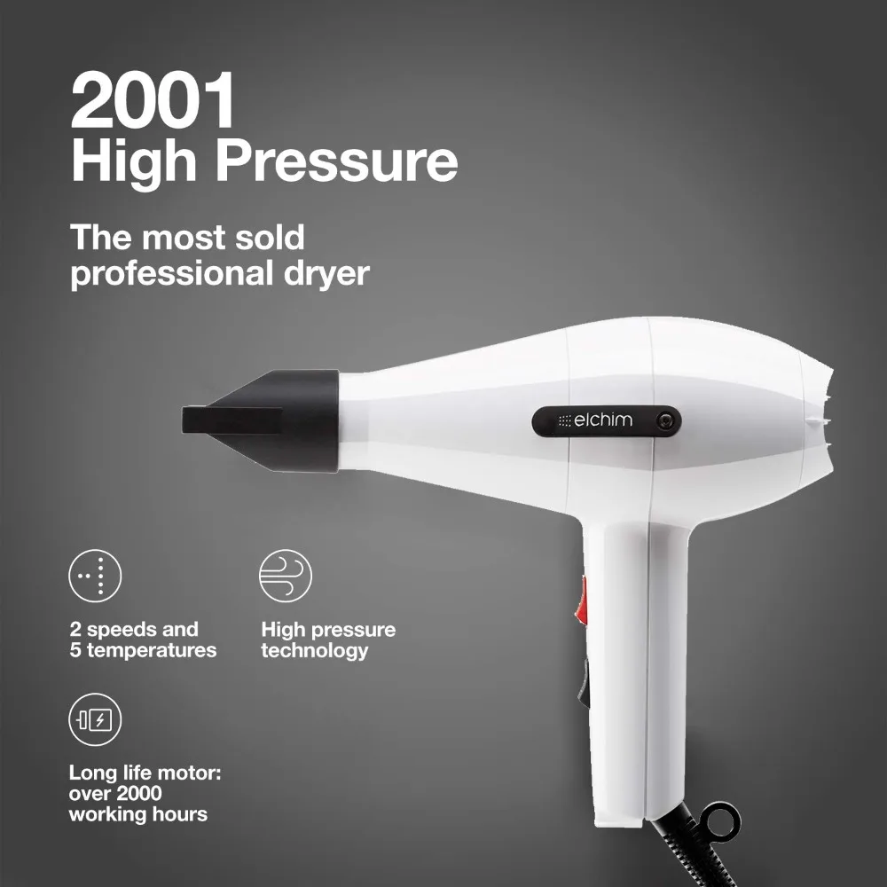 Classic 2001 High Pressure Hair Dryer - 1875 Watt Quick Dry Professional Salon Blow Dryer