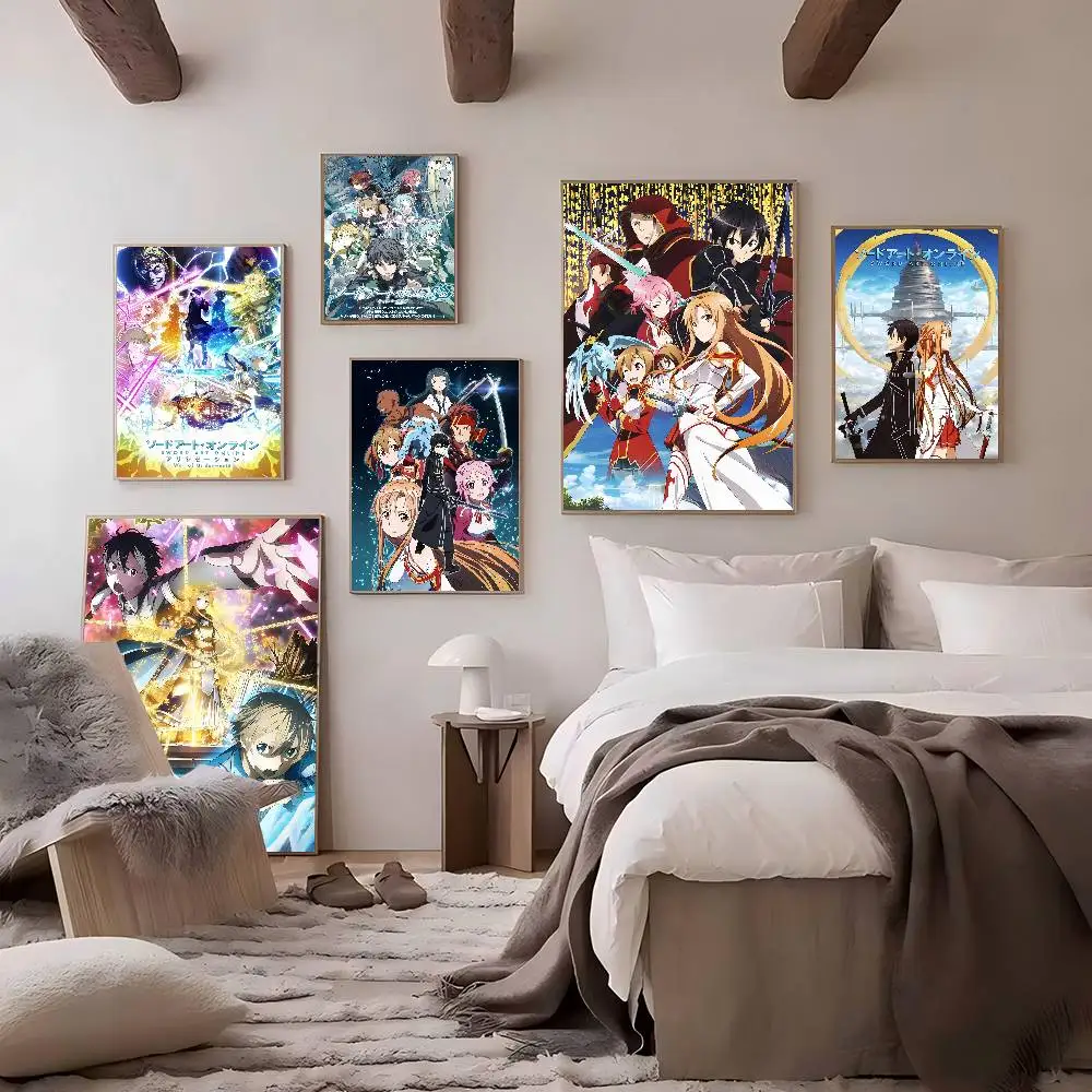 Anime Sword Art Online Kirito Asuna Classic Movie Posters HD Quality Poster Wall Art Painting Study Nordic Home Decor