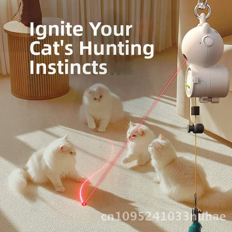 

Electric Rechargeable Retractable Cat Toy Automatic Teasing Stick for Cat Self-Entertainment White Hanging Telescopic Pet Relief